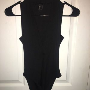 Black Deep-V Body Suit